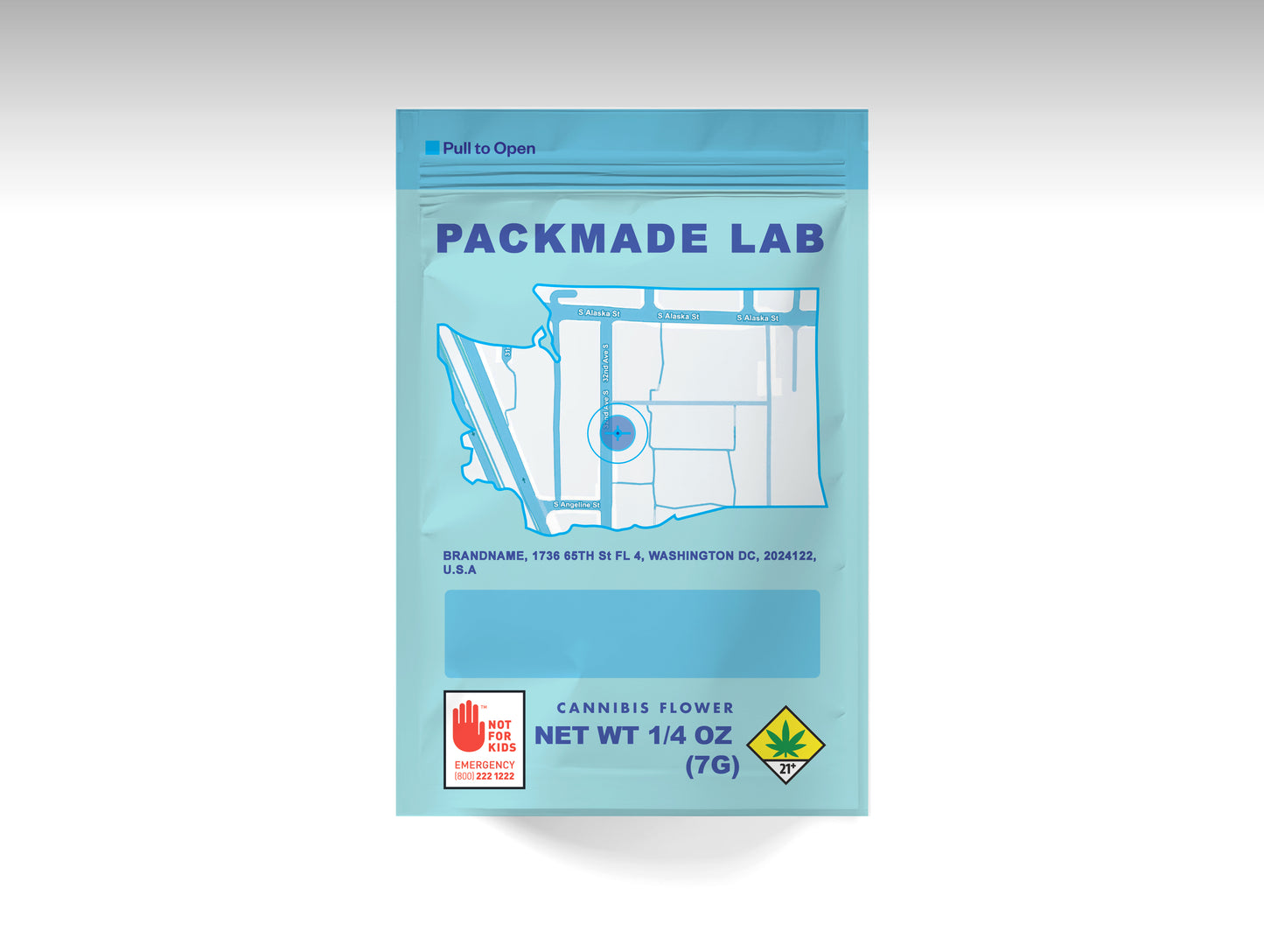 Packmadelab Washington State Child Resistant Cannabis Pouch - Map Series